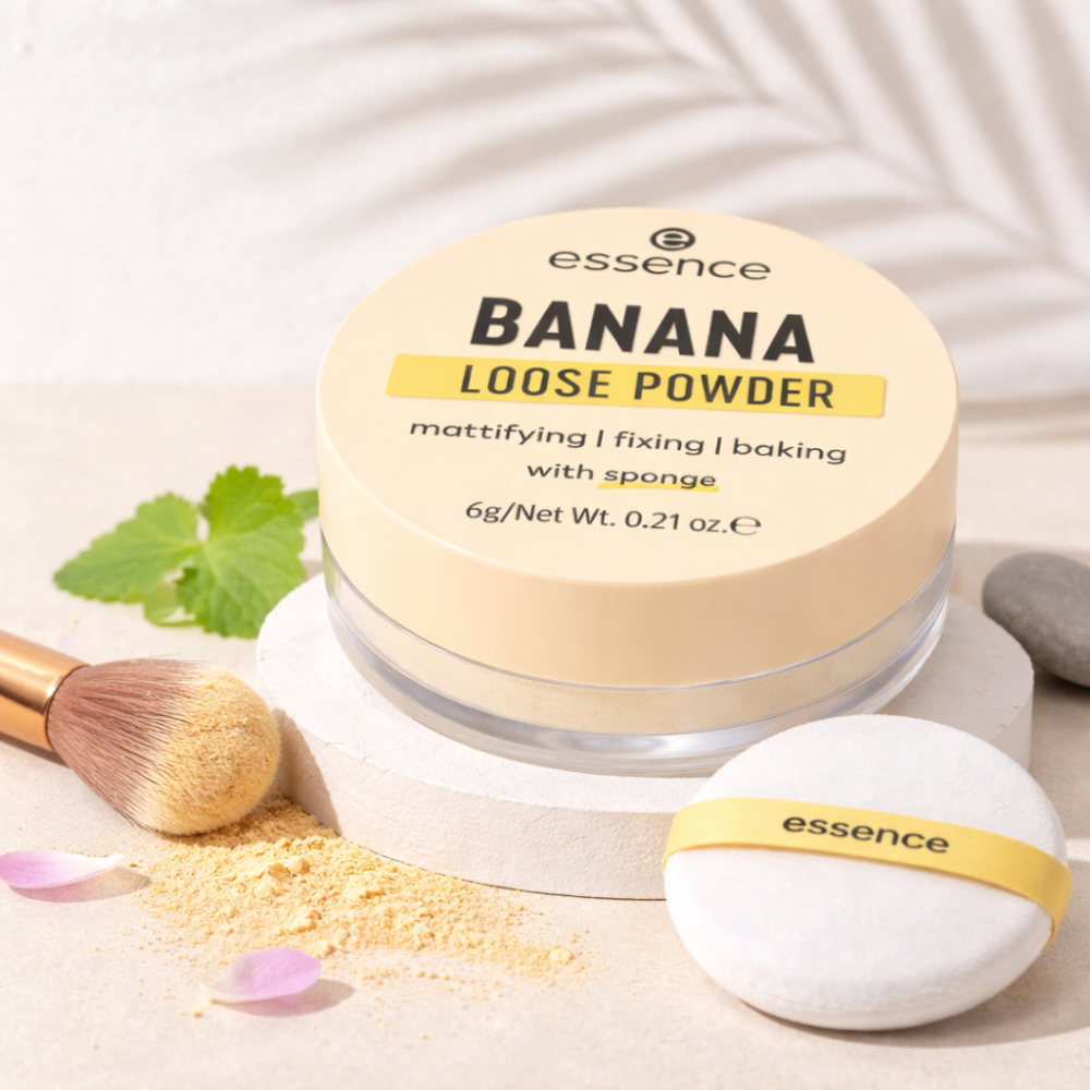 بودرة تثبيت مكياج سائبة Banana من ايسنس، درجة لون أصفر، مطفأ اللمعة